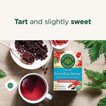 Traditional Medicinals Tea, Organic EveryDay Detox Schisandra Berry, Supports Healthy Liver Function, Detox, 96 Tea Bags (6 Pack)