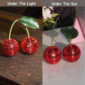 Disco Ball New Cherry Disco Mirror Ball Hanging Reflects Light Ball for DJ Club Stage Bar Party Wedding Holiday Decoration Home Cherry Decor (3.9‘’, Red)