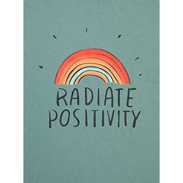 Remidoo Women's Casual Crewneck Oversized T-Shirt - Green Rainbow X-Large