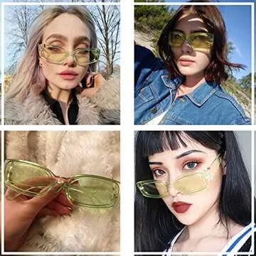 Buy Azoxus Trendy Rectangle Sunglasses Clear Frame Candy Lens 57mm