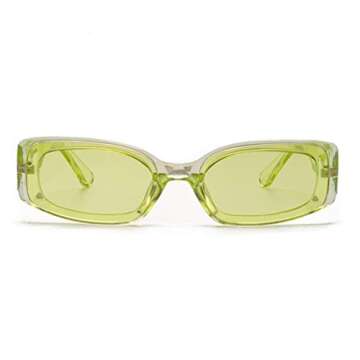 Azoxus Trendy Rectangle Sunglasses Small Plastic Frame Candy Colored Lens Green 57mm