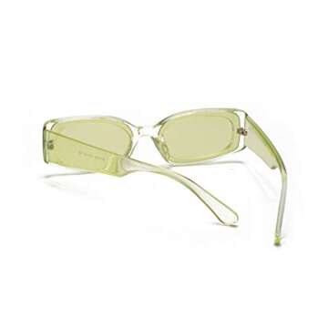 Azoxus Trendy Rectangle Sunglasses Small Plastic Frame Candy Colored Lens Green 57mm