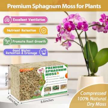 Legigo 2.2LBS Premium Sphagnum Moss for Plants- 40QT Natural Succulent Carnivorous Plant Moss Dried,...