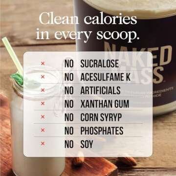 Naked Vanilla Naked Mass - All Natural Vanilla Weight Gainer Protein Powder - 8lb Bulk, GMO Free, Gluten Free & Soy Free, No Artificial Ingredients - 1,260 Calories - 11 Servings