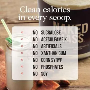 Naked Vanilla Naked Mass - All Natural Vanilla Weight Gainer Protein Powder - 8lb Bulk, GMO Free, Gluten Free & Soy Free, No Artificial Ingredients - 1,260 Calories - 11 Servings