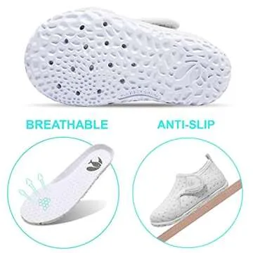 Toddler Baby Water Shoes Kids Swim Soft Sole Shoes Walking Sneakers Slip On Shoes White 2-2.5 Years Toddler