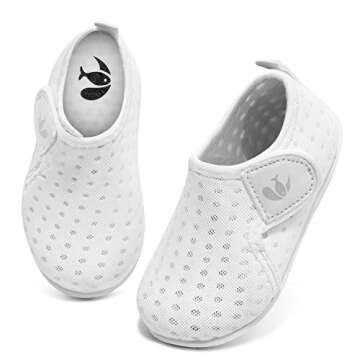 Toddler Baby Water Shoes Kids Swim Soft Sole Shoes Walking Sneakers Slip On Shoes White 2-2.5 Years Toddler