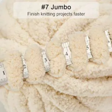 ERLYEEN Chenille Chunky Yarn Super Bulky Soft Thick Fluffy Jumbo Giant Washable Polyester Big Yarn DIY for Arm Knit Blanket Cushion Bed Sofa Home Decor,Beige,0.55LB