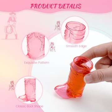 SAIAOKJ Cowboy Boot Shot Glasses - 12 Pcs Mini Plastic Cups for Cowboy Theme Party Supplies