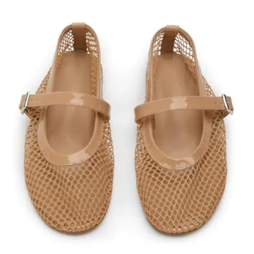 VOLEECE Women's Mesh Ballet Flats Comfortable Mary Jane Shoes