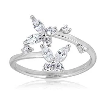 AVORA Sterling Silver Adjustable Butterfly Toe Ring