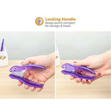 Bostitch Office inLIGHT Reduced Effort One-Hole Punch, One Unit per Package, Assorted Colors, No Color Choice (2401)