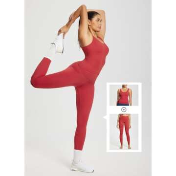 BALEAF Freeleaf Women's Longline Sports Bra Padded Workout Crop Tank Yoga Tops Built in Bra Athletic Camisole Lava Falls XS