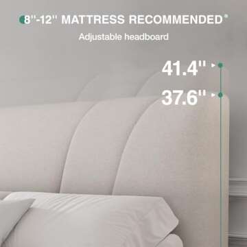 Novilla Queen Bed Frame with Headboard, Linen Upholstered Bed Frame Queen Size with Wood Slats Support, No Box Spring Needed, Heavy Duty Feet, Easy Assembly, Beige