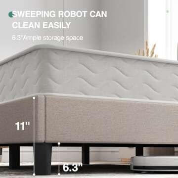 Novilla Queen Bed Frame with Headboard, Linen Upholstered Bed Frame Queen Size with Wood Slats Support, No Box Spring Needed, Heavy Duty Feet, Easy Assembly, Beige