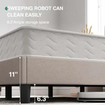 Novilla Queen Bed Frame with Headboard, Linen Upholstered Bed Frame Queen Size with Wood Slats Support, No Box Spring Needed, Heavy Duty Feet, Easy Assembly, Beige