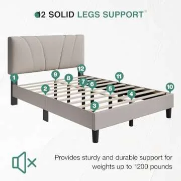 Novilla Queen Bed Frame with Headboard, Linen Upholstered Bed Frame Queen Size with Wood Slats Support, No Box Spring Needed, Heavy Duty Feet, Easy Assembly, Beige