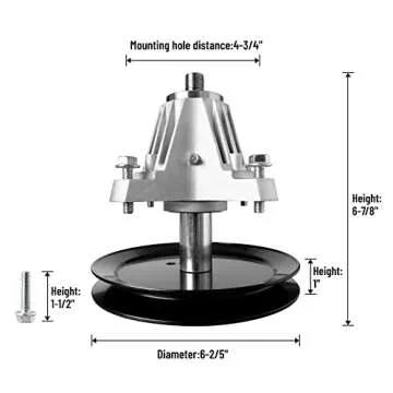 Replacement 918-06977A Spindle Fit for 46" Cub Cad et Deck Mower - Spindle Assembly Compatible with Cub Cad et XT1-LT46 XT2-LX46 Riding Mower, Craftsman 20442 Pro Lawn Tractor, with Grease Fitting