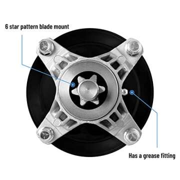 Replacement 918-06977A Spindle Fit for 46" Cub Cad et Deck Mower - Spindle Assembly Compatible with Cub Cad et XT1-LT46 XT2-LX46 Riding Mower, Craftsman 20442 Pro Lawn Tractor, with Grease Fitting