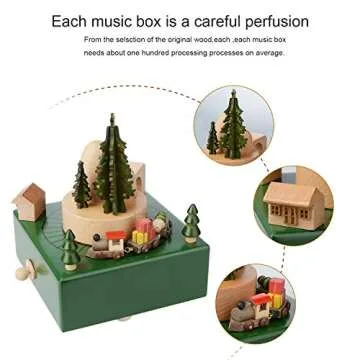 Takefuns Christmas Wooden Music Box Present Christmas Train Musical Box for Her,Musical Box Birthday Present for Lover Friends and Children，Play Merry Christmas Song