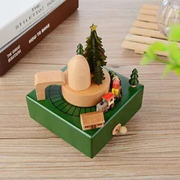 Takefuns Christmas Wooden Music Box Present Christmas Train Musical Box for Her,Musical Box Birthday Present for Lover Friends and Children，Play Merry Christmas Song