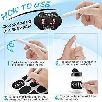 Chalkboard Labels - 180pcs Waterproof Reusable Blackboard Stickers with 2 Free Erasable White Chalk Marker, Mini Decorative Chalk Labels for Jars Containers Kitchen Home Pantry Office
