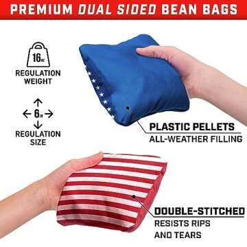 GoSports Dual Sided Cornhole Bean Bags - Slide and Stop Regulation Tournament Bean Bags, Set of 8