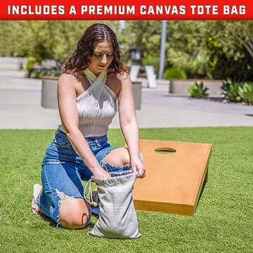 GoSports Dual Sided Cornhole Bean Bags - Slide and Stop Regulation Tournament Bean Bags, Set of 8
