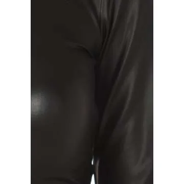 Sakkas Matte Liquid Mock Neck Turtleneck Crop Top - Black