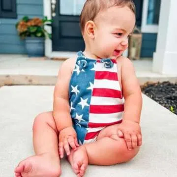 Rtnnsbbfcm 4th of July Baby Boy Girl Outfit Stars Stripes Romper Fourth of July Overalls Infant Memorial Day Clothes (America Flag, 18-24 Months)