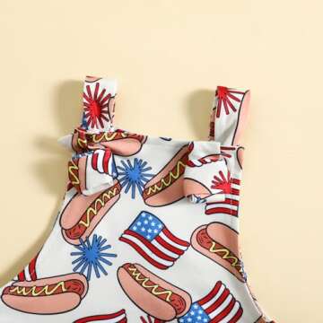 Rtnnsbbfcm 4th of July Baby Boy Girl Outfit Stars Stripes Romper Fourth of July Overalls Infant Memorial Day Clothes (America Flag, 18-24 Months)