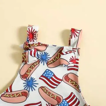 Rtnnsbbfcm 4th of July Baby Boy Girl Outfit Stars Stripes Romper Fourth of July Overalls Infant Memorial Day Clothes (America Flag, 18-24 Months)