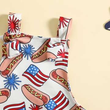 Rtnnsbbfcm 4th of July Baby Boy Girl Outfit Stars Stripes Romper Fourth of July Overalls Infant Memorial Day Clothes (America Flag, 18-24 Months)