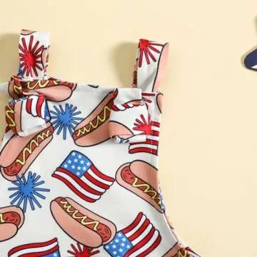 Rtnnsbbfcm 4th of July Baby Boy Girl Outfit Stars Stripes Romper Fourth of July Overalls Infant Memorial Day Clothes (America Flag, 18-24 Months)