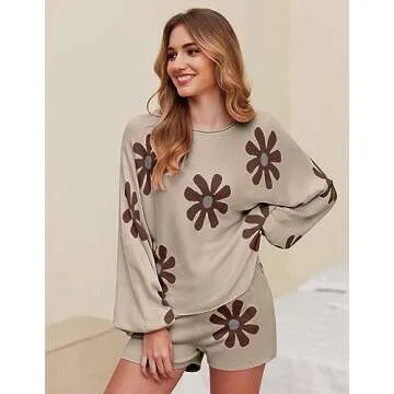Ekouaer Knit Pajamas Set for Comfortable Lounging