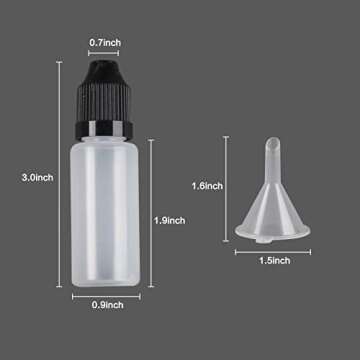 Eau 15ml LDPE Plastic Thin Tip Dropper Bottles, Small Empty Squeeze Dropper Bottles (50PCS, Black Ca...