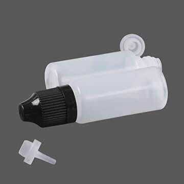 Eau 15ml LDPE Plastic Thin Tip Dropper Bottles, Small Empty Squeeze Dropper Bottles (50PCS, Black Caps), BPA Free