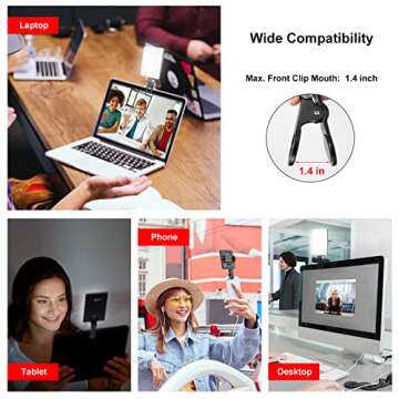 Newmowa RGB Video Light Portable LED Light for Phone, Tablet, Laptop, 360° Full Color CRI 95+ Dimmable 2500K-8500K, 2000mAh Rechargeable LED DSLR Lighting for Selfie, Makeup, Video Conference, TikTok