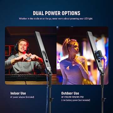 NEEWER Upgraded LED Video Light Stick & 2.4G Remote Kit, 2 Pack Handheld Dimmable 3200K~5600K CRI97+ Video Lighting with Stands/Filters/Bag for YouTube Video Recording Photography Gaming, BH20B Black