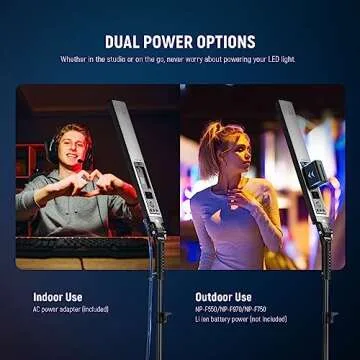 NEEWER Upgraded LED Video Light Stick & 2.4G Remote Kit, 2 Pack Handheld Dimmable 3200K~5600K CRI97+ Video Lighting with Stands/Filters/Bag for YouTube Video Recording Photography Gaming, BH20B Black