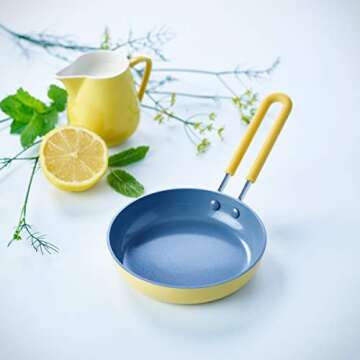 GreenPan Mini Healthy Ceramic Nonstick, 5" Round Egg Pan, PFAS-Free, Dishwasher Safe, Stay Cool Handle, Yellow