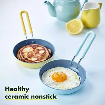 GreenPan Mini Healthy Ceramic Nonstick, 5" Round Egg Pan, PFAS-Free, Dishwasher Safe, Stay Cool Handle, Yellow