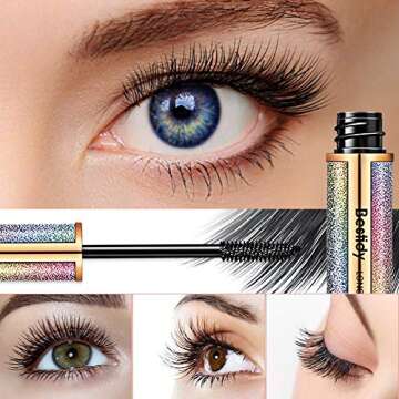 Bestidy 4D Silk Fiber Lash Mascara,Natural Waterproof Smudge-proof Mascara,Thickening Lengthening Ma...