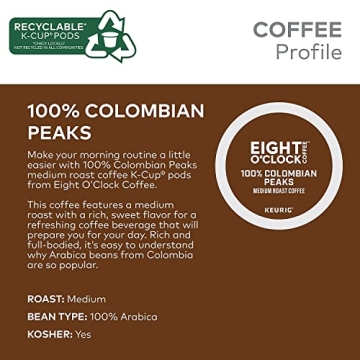 Eight O'Clock Coffee Colombian Peaks K-Cup Pods 24 Count