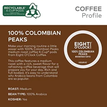 Eight O'Clock Coffee Colombian Peaks K-Cup Pods 24 Count