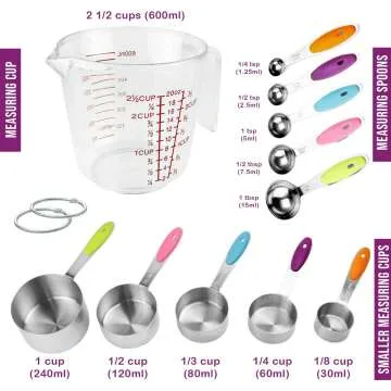 11 Piece Measuring Cups Set - Accurate Kitchen Tools