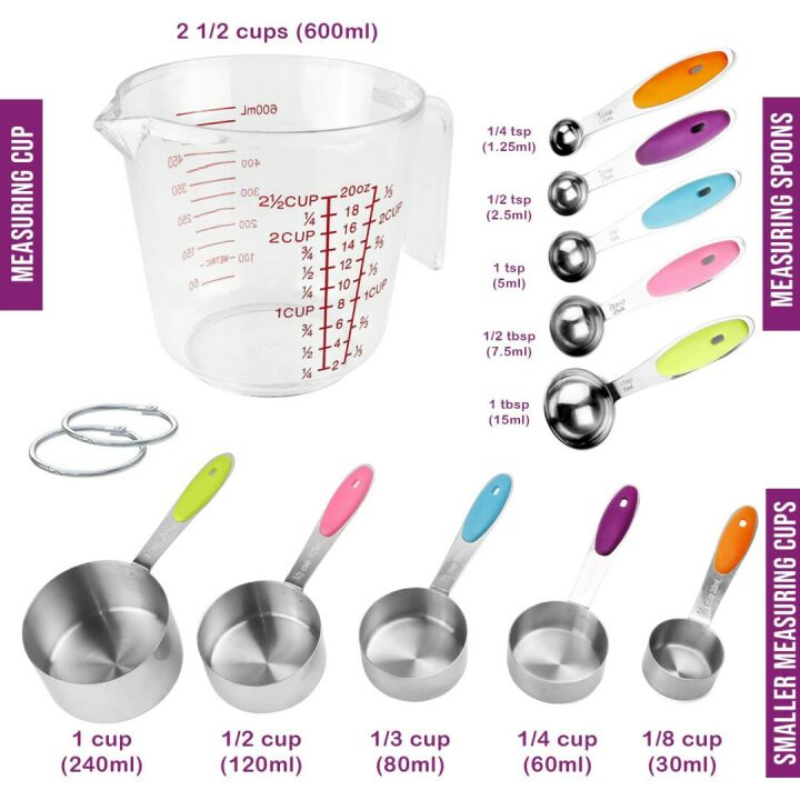 11 Piece Measuring Cups Set - Accurate Kitchen Tools