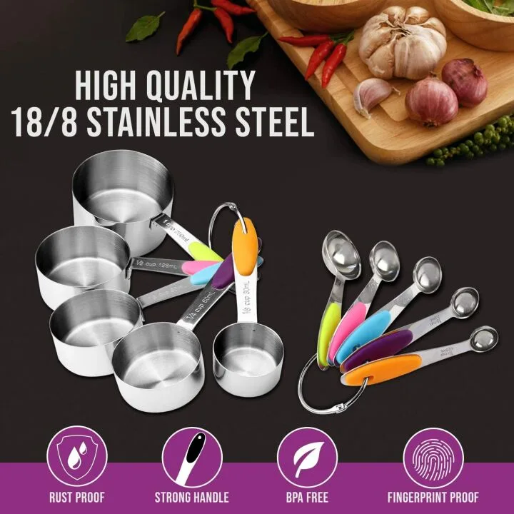 11 Piece Measuring Cups Set - Accurate Kitchen Tools