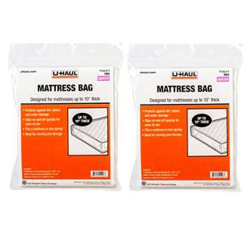 U-Haul Queen Mattress Bags for Moving, Storage, and Renovation Protection - 92" x 60" x 10" Bags - P...