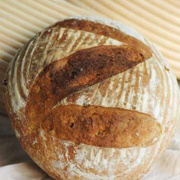 Forsun 1pcs 10" Round Banneton Brotform Bread Dough Proofing Rising Rattan Basket & Liner,Banneton Proofing Basket Set - for Home Bakers (Sourdough Recipe) & Bread Making